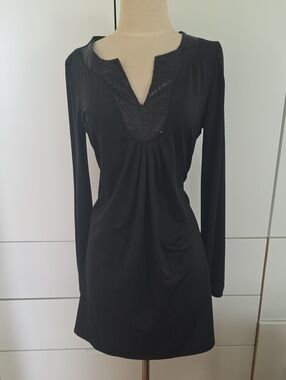 jonathan martin Black Long-Sleeve Tunic with Embellished V-Panel